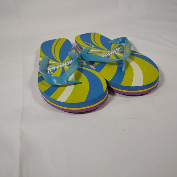 7-11 Slurpee Flip Flops Neet Feet Blue Green Purple Men's size 9-11 1/2 Large - Picture 5 of 9